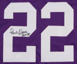 lot 31 image: Paul Krause Signed Jersey Inscribed HOF 98 (JSA Hologram)