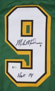 lot 36 image: Mike Modano Signed Minnesota North Stars Jersey Inscribed HOF 14 (TSE COA)