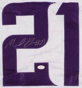 lot 22 image: Mike Hughes Signed Vikings White Jersey (TSE COA)