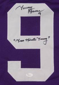 lot 28 image: Tommy Kramer Signed Jersey Inscribed Two Minute Tommy (JSA COA)