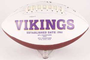 lot 27A image: Minnesota Vikings Purple People Eaters Logo Football Signed by (4) with Alan Page, Gary Larsen, Carl Eller & Jim Marshall (TSE COA)