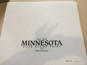 lot 11 image: PHIL SCHOLER 1993 MINNESOTA DUCK STAMP LIMITED PRINT #2000 Blue WInged Teal