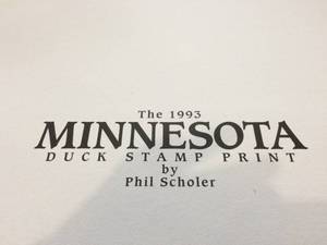 lot 25 image: 1993 Minnesota Duck Stamp Print Signed by Phil Scholer Blue WInged Teal LIMITED #18602000 Image Size approx 6.5 x 9 inches