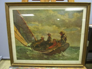 lot 321 image: VINTAGE SAILING WINSLOW HOMER PAINTING PRINT