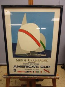 lot 327 image: VINTAGE 1983 AMERICAS CUP FRAMED POSTER