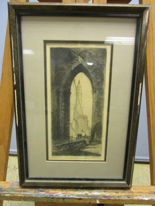 lot 332 image: VINTAGE H. DEVILLE 1913 ETCHING PRINT
