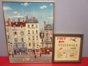 lot 336 image: VINTAGE MICHEL DELACROIX HOTEL EXCELSIOR ICE CREAM VENDOR PAINTING PRINT