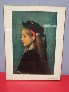 lot 340 image: VINTAGE JEAN-JACQUES HENNER 1873 ALSATIAN GIRL PAINTING PRINT