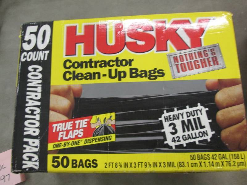 husky 42 gallon contractor clean-up 3-mil trash bags (50-count) 