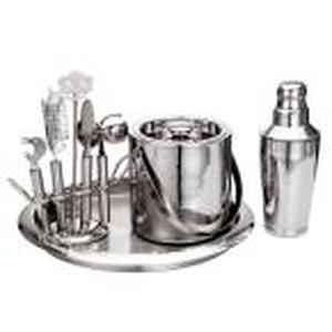 lot 103 image: Godinger Hammered Bar Set with Tool...