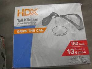 lot 184 image: HDX 13 Gallon Tall Kitchen Bags...
