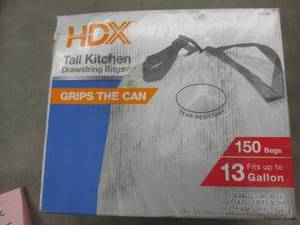lot 195 image: HDX 13 Gallon Tall Kitchen Bags...
