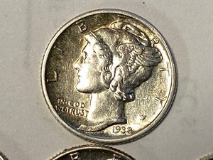 lot 46 image: (7) Mercury Silver Dimes 1938-D  ...