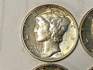 lot 48 image: (6) Mercury Silver Dimes 1943    ...
