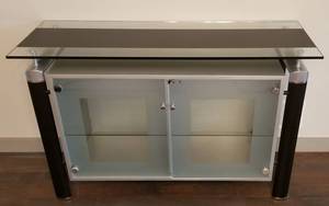 lot 35 image: Glass and Brushed Metal Cabinet