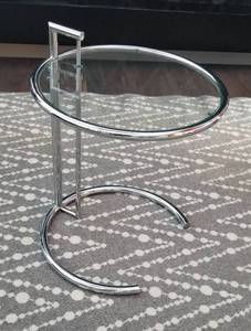 lot 9 image: Modern Chrome and Glass Side Table