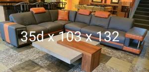 lot 14 image: Gray and Orange Modern Sectional