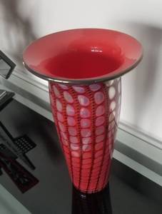 lot 112 image: Striking Red and Black Art Glass Vase