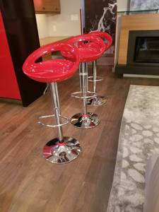 lot 23 image: Modern Cherry Red Counter Stools