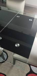 lot 11 image: Amazing Ultra Modern Glass Top Trestle Table