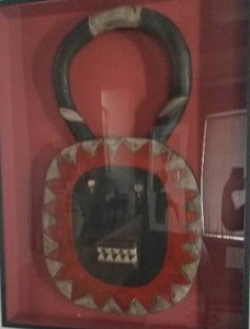 lot 86 image: Large African Carved Lock Mask in Shadow Box