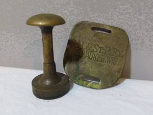 lot 48 image: Brass Wax Stamper & Brass Plate