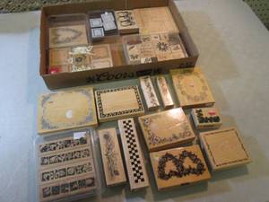 lot 114 image: Assorted Rubber Stamps on Wood Bloc...
