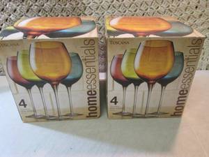 lot 131 image: 2 Sets of 4 Colored Wine Glasses  R...