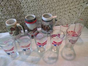 lot 142 image: Assorted Budweiser Steins and Glass...
