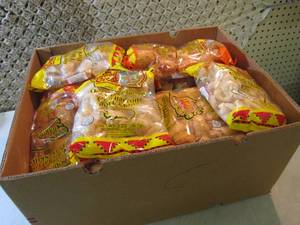 lot 206 image: Box Full of Assorted Bags of Pork S...