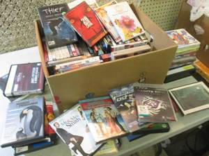 lot 276 image: Box Full of DVDs Games VHS Etc  CL...