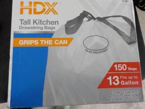 lot 50 image: HDX Tall Kitchen Drawstring Bags 15...