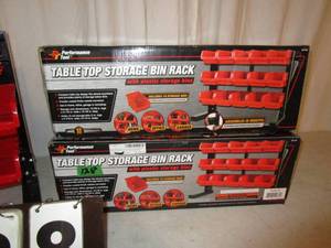lot 128 image: Performance Tools Table Top Storage Racks
