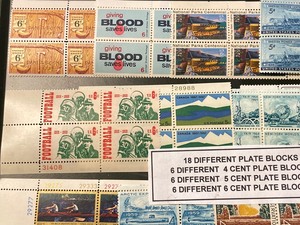 Lot Of (18) Different Stamp Plate Blocks