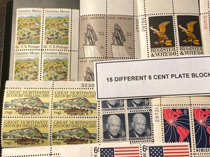 (15) Different 6-Cent Stamp Plate Blocks