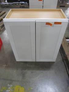 lot 106 image: Diamond NOW Arcadia 27-in W x 30-in H x 12-in D Truecolor White Door Wall Stock Cabinet W2730B