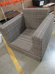 lot 302 image: WickerResin Patio Arm Chair in Grey - Does Not Include Cushions.