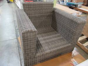 lot 303 image: WickerResin Patio Arm Chair in Grey - Does Not Include Cushions.