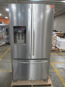 lot 311 image: Whirlpool 24.7-cu ft French Door Refrigerator with Ice Maker (Fingerprint-Resistant Stainless Steel) ENERGY STAR WRF555SDFZ - Small Dings in the doors, Alarm goes off Every so Often.