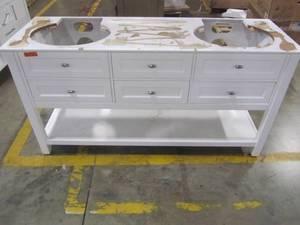 lot 123 image: Home Decorators Collection Austell 67 in. W Double Bath Vanity in White - Cabinet Only - 1939200410