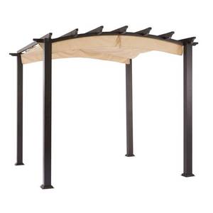 lot 142 image: Hampton Bay 9 ft. x 9 ft. Steel and Aluminum Arched Pergola with Retractable Canopy GFM00469A