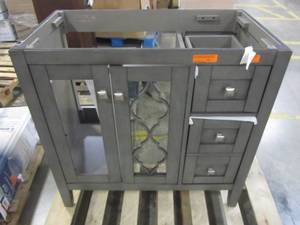 lot 149 image: allen  roth 36 in. Everdene Grey Single Sink Vanity - Cabinet Only - WSLW36LGV