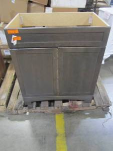 lot 152 image: Dark Grey 30 x 33 Double Hinge Door Kitchen Cabinet