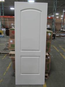 lot 348 image: Reliabilt 30 X 80 Two Panel Hollow Core Door Slab With Arched Top Panel, No Bore - ScratchesPrimer Chips.