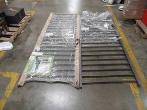 lot 376 image: 2 Aged Bronze 36 X 8 RDI Avalon Aluminum Panel Rail Kit with Square Balusters and Brackets, 73019464. - Some small scratches