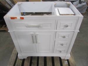 lot 162 image: Scott Living Roveland 36-in White Single Sink Bathroom Vanity - Cabinet Only - 2026VA-36-201-906