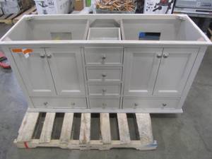 lot 167 image: Grey 59 x 29.5 Double Sink Vanity Cabinet - Cabinet Only