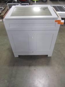 lot 168 image: Glacier Bay Everdean 30.5 in. W Vanity in Pearl Gray - Cabinet Only & Mirror EV30P3-PG