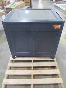 lot 169 image: Home Decorators Collection Camdy 35.96IN Vanity in Midnight Blue - Cabinet Only & Mirror S19393-BU