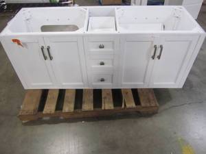 lot 173 image: allen  roth Floating 60-in White Double Sink Bathroom Vanity - Cabinet Only - 1315VA-60-201